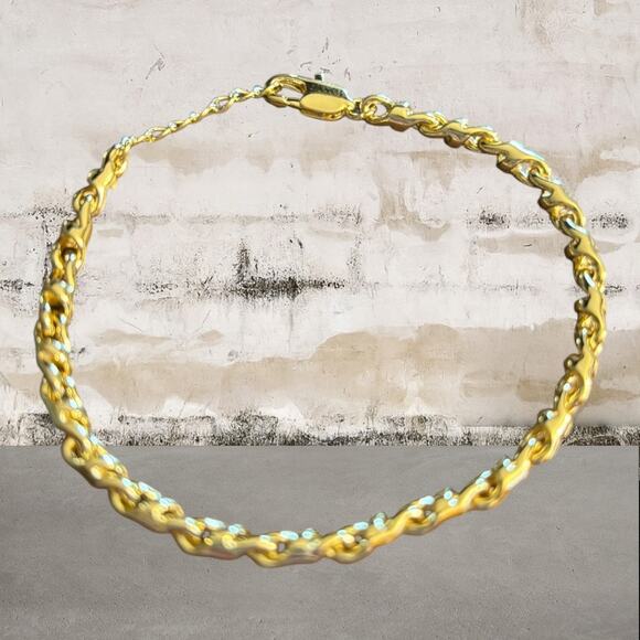 Yellow Gold Turkish Rope Link Chain Bracelet - Picture 3 of 3